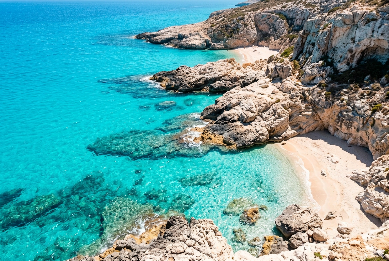 Coastal aerial — turquoise water