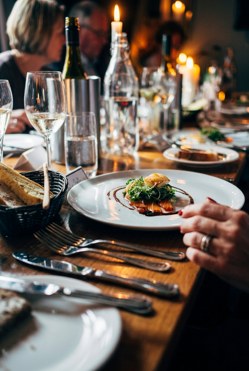 Hotel restaurant candlelit dining photography
